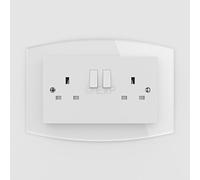 Expression Products Double Light Switch or Plug Socket Back Plate Finger Surround Panel Clear (8 ColoursAvailable) - Free Trolley Token Material Sample Included per Shipment
