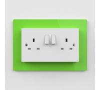 Expression Products Double Light Switch or Plug Socket Back Plate Finger Surround Panel Lime (8 ColoursAvailable) - Free Trolley Token Material Sample Included per Shipment