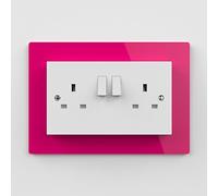 Expression Products Double Light Switch or Plug Socket Back Plate Finger Surround Panel Pink (8 ColoursAvailable) - Free Trolley Token Material Sample Included per Shipment