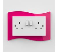 Expression Products Double Light Switch or Plug Socket Back Plate Finger Surround Panel Pink (8 ColoursAvailable) - Free Trolley Token Material Sample Included per Shipment