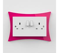 Expression Products Double Light Switch or Plug Socket Back Plate Finger Surround Panel Pink (8 ColoursAvailable) - Free Trolley Token Material Sample Included per Shipment