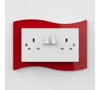 Expression Products Double Light Switch or Plug Socket Back Plate Finger Surround Panel Red (8 ColoursAvailable) - Free Trolley Token Material Sample Included per Shipment