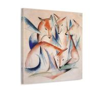 Expressionism Franz Marc Four Foxes 1913 Abstract Animal Art Print for Living Room Wall Decor Painting On Canvas Wall Art Scroll Picture Print Living Room Walls Decor Homes Frame 20x20inch(50x50cm)