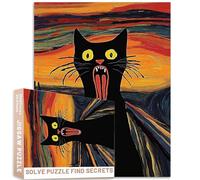 Expressionist Black Cat Art Puzzle Dramatic Style 1000 Pieces Adult Decor Colorful DIY Puzzles for Home Decoration Gifts Family Puzzle Perfect for Game Nights