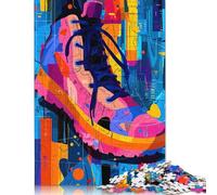 Expressionist Geometry Sneaker - Vibrant Abstract Street Art Puzzles 500 Pieces Wooden Puzzles Puzzle for Adults And Teenager for Adults& Teens Age 12 Years Up 500pcs (52x38cm)