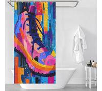 Expressionist Geometry Sneaker - Vibrant Abstract Street Art Shower Curtains Mould Proof 100% Polyester Fabric Washable Hilarious Bath Curtain for Bathroom with Hooks 35.43x70.87Inch（90x180cm）