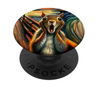 Expressionist Scream Animal Surreal Art Humor Funny Squirrel PopSockets Adhesive PopGrip