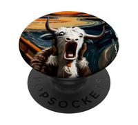 Expressionist Scream Art Funny Animal Surreal Parody Yak PopSockets Adhesive PopGrip
