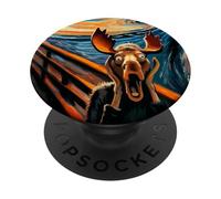 Expressionist Scream Art Funny Forest Surreal Artwork Moose PopSockets Adhesive PopGrip