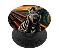 Expressionist Scream Funny Animal Surreal Artistic Art Zebra PopSockets Adhesive PopGrip
