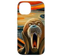 Expressionist Scream Funny Arctic Surreal Humor Sea Walrus Case for iPhone 14