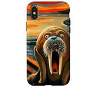 Expressionist Scream Funny Arctic Surreal Humor Sea Walrus Case for iPhone X/XS