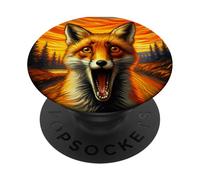 Expressionist Scream Funny Forest Surreal Animal Artwork Fox PopSockets Adhesive PopGrip