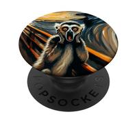 Expressionist Scream Funny Jungle Surreal Artwork Art Lemur PopSockets Adhesive PopGrip