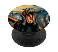 Expressionist Scream Masterpiece Parody Funny Artistic Hippo PopSockets Adhesive PopGrip