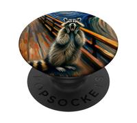 Expressionist Scream Parody Funny Animal Artistic Raccoon PopSockets Adhesive PopGrip