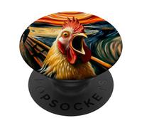 Expressionist Scream Parody Funny Painting Art Humor Chicken PopSockets Adhesive PopGrip