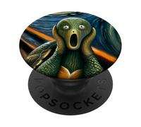 Expressionist Scream Parody Ocean Art Funny Surreal Turtle PopSockets Adhesive PopGrip