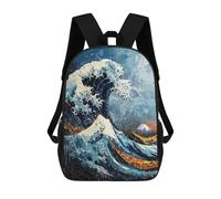 Expressionist The Great Wave - Bold Contemporary Art Reinterpretation Rucksacks 3D Printed Children Backpacks Fashion Casual Daypack Cute Travel Bags Outdoor Casual Daypack for Boy And Girl 17inch