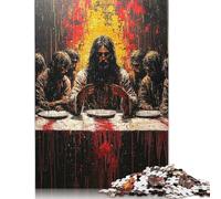 Expressionist The Last Supper - Bold Contemporary Art Reinterpretation Puzzles for Adults 500 Pieces Wooden Puzzles for Teenagers Gifts Educational Game for Adult Teenagers 500pcs (52x38cm)