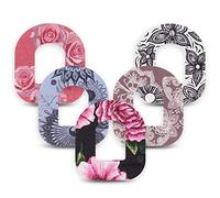 ExpressionMed Omnipod Self-Adhesive Patch (5 Pack) Pre-Cut Waterproof Non-Fray CGM Tape (Floral Variety Pack)
