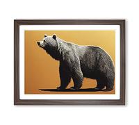 Expressive Bear BLK Framed Print | A3 Walnut Framed Wall Art | Ready to Hang | Modern Animal Picture | Living Room Bedroom Lounge Office