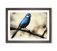 Expressive Bird Framed Print | A4 Walnut Framed Wall Art | Ready to Hang | Modern Nature Picture | Living Room Bedroom Lounge Office