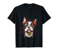 Expressive Boston Terrier Sketch Art Dog Lover Design T-Shirt