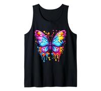 Expressive Colorful Butterfly Paint Splash Art Design Tank Top
