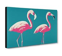 Expressive Flamingos Canvas Print | Gallery Wrapped 30mm Frame Wall Art | 30x20 inches | Ready to Hang | Contemporary Bird Picture | Living Room Bedroom Lounge Office