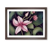 Expressive Flowers Framed Print | A3 Walnut Framed Wall Art | Ready to Hang | Modern Floral Picture | Living Room Bedroom Lounge Office