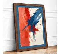 Expressive Gesture Abstract Framed Wall Art Print A1 Walnut