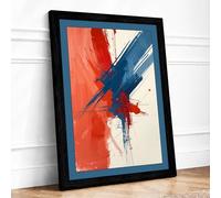 Expressive Gesture Abstract Framed Wall Art Print A2 Black