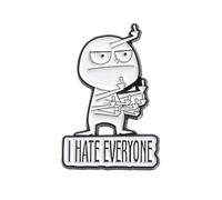 Expressive "I Hate Everyone" Gesture Brooch Unique Badge Humorous Alloy Pin For Clothing And Accessory Decoration Unique White Brooch