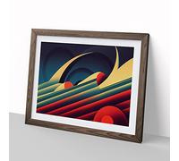 Expressive Modern Abstract H1022 Framed Print for Living Room Bedroom Home Office Décor, Wall Art Picture Ready to Hang, Walnut A2 Frame (64 x 46 cm)