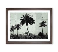 Expressive Palm Trees Framed Print | A3 Walnut Framed Wall Art | Ready to Hang | Modern Floral Picture | Living Room Bedroom Lounge Office