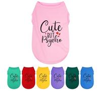 Expressive Polyester Dog Shirt Clothes: Ultra-Soft, Lightweight Puppy Shirt for Small & Medium Dogs - Features Playful 'Cute but Psycho' Slogan Print, Pink 4XL