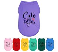 Expressive Polyester Dog Shirt Clothes: Ultra-Soft, Lightweight Puppy Shirt for Small & Medium Dogs - Features Playful 'Cute but Psycho' Slogan Print, Purple S