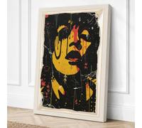 Expressive Portrait in Gold Canvas Wall Art Print 36x24 Inch