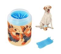 Expressive Pufferfish Art Portable Paw Cleaning Cup Silicone Brush Soft Pets Grooming Supplies for Small Medium Dogs & Cat Breeds