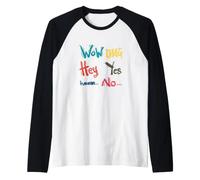Expressive Reaction Words Funny Casual Everyday Phrases Raglan Baseball Tee