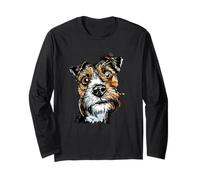 Expressive Scruffy Terrier Dog Face Sketch Art Design Long Sleeve T-Shirt