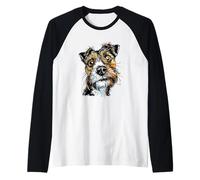 Expressive Scruffy Terrier Dog Face Sketch Art Design Raglan Baseball Tee