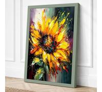 Expressive Sunflower Canvas Wall Art Print 30x20 Inch