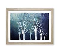 Expressive Trees Abstract Framed Wall Art Print A2 Oak