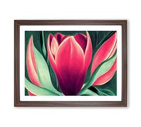 Expressive Tulip Flowers Framed Print | A2 Walnut Framed Wall Art | Ready to Hang | Modern Floral Picture | Living Room Bedroom Lounge Office