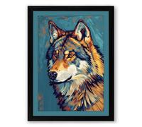 Expressive Wolf Modern Framed Wall Art Print A2 (59.4×42cm) Black, Wall Decor for Living Room, Bedroom, Office & Home, Ready to Hang, Art Gift