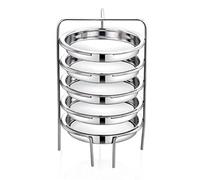 Expresso Stainless Steel Thattu Idli/Dhokla Stand, 17.5cm Plate, 5 Plates - Silver