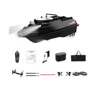 ExPrismarx RC Bait Boat, V066 Dual-Antenna Brushless High-Speed Dual-Compartment Fishing Boat 1000m Remote with 4 Fishing Zones, 200 Waypoints & 3kg Load, Ideal for Carp Fishing (Black/EU Style)