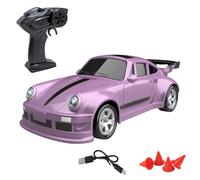 ExPrismarx RC Drift Car, 1:64 2.4G 4WD Mini RC Off-Road Drift Car with Charging Cable and Barrier, Ideal Vehicle Model for Adults Youth (Purple)